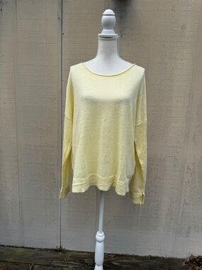 Haven Well Within Light Yellow Linen Scoop Neck Sweater - Relaxed Knit